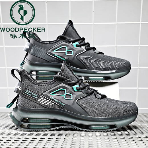 Specht mit großer Größe 46 Herrenschuhe Sommer 4748 Luftkissen Schock absorbieren atmungsaktive Sportschuhe lässige Laufschuhe Männer Blade Schuhe 45 H9903 Weiß und Blau 44