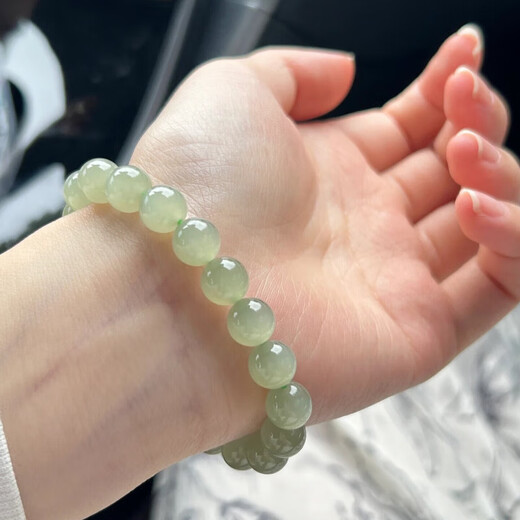Qianjun Hetian jade bracelet bracelet for women natural ice clear water lotus root powder multi-treasure gradient jasper jade bracelet 8x8x8mm