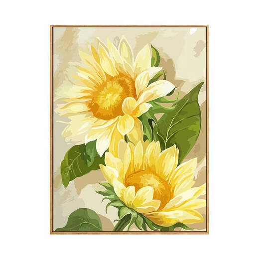 
Shantou Lin Village Sunflower Diy Digital Oil Painting Filling Hand-drawing Coloring Hand-drawing SJ9738 50*60cm Tightening Thickened Solid Wood Inner Frame + Outer Frame