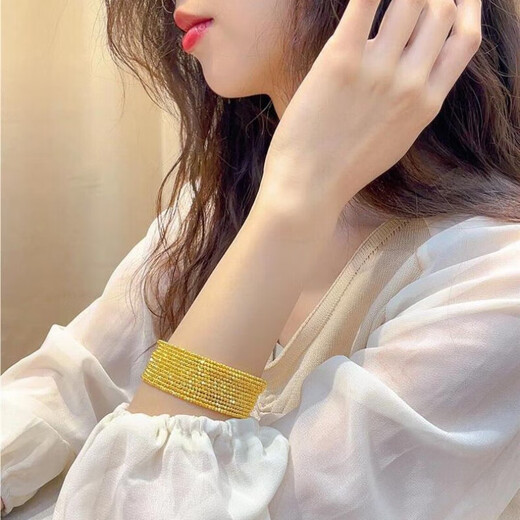 Juke counter gold-plated silver-colored gold-colored bouncy three-circle crushed ice bracelet for women as a Valentine's Day gift for Chinese Valentine's Day