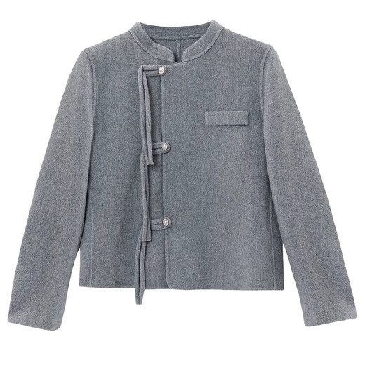 ROMON (ROMON) coat for women's new Chinese style double-sided wool 2025 autumn new style short small wool wool coat leather pink S recommended 90-110Jin [Jin equals 0.5 kg]