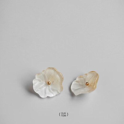 Jiyu Lotus Leaf Irregular Flowers Jade Buttons Designer Accessories Cheongsam Hanfu Shirt Decorative Buttons Cuffs White Gradient Apricot 5pcs 1pc