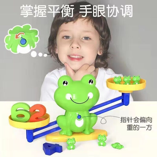 Joyncleon Children's Toys Digital Frog Balance Early Education Puzzle Logic Thinking Training Parent-Child Development Interactive Cognition Extra Large [38 Poids + 10 Nombres + 30 Cartes