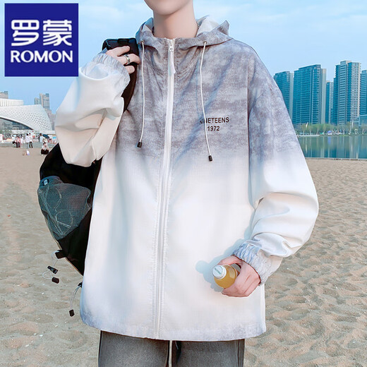 Romon Gradient Color Ice Soil Protection Sun Protection pour hommes en été nouveau style pour les jeunes et les jeunes vêtements de protection solaire fraîche et fines fines pour les étudiants 6623 Green M 80-100jin [Jin est égal à 0,5 kg] peut être porté