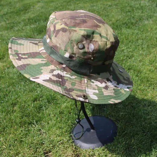 Camouflage Bunny Hat Outdoor Sun Hat Men's Big Brim Round Hat Fishing Hat Camouflage Hat Sun Protection Hat Bunny Hat-Dark Green 55-59CM