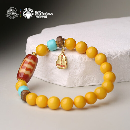 Potala Palace Beeswax Red Flesh Dzi Bead Bracelet Green Pine Agarwood 925 Silver Yellow Wealth Amber Bracelet for Men and Women as a Gift for Boyfriend Beeswax Red Flesh Agate Bead Bracelet