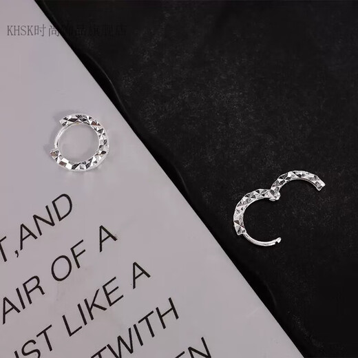 KHSK Old Phoenix 999 sterling silver pure silver earrings single handsome earring street versatile boy earrings birthday gift