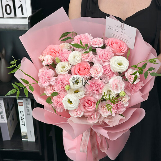 Xinyi Flower Express Roses, Sunflowers and Carnations Bouquets Birthday Gifts Delivered Nationwide in the City Carnations, Pink Roses Mix and Match Bouquets
