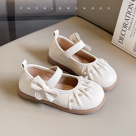 Ciyu girls soft-soled pearl leather shoes Korean fashion princess shoes 2025 autumn new girls versatile solid color shoes 285 white 30 inner length 18.3cm