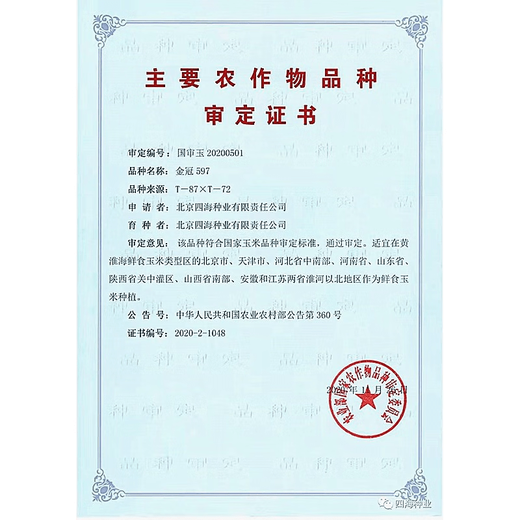 Fruit corn seeds super sweet fresh edible big stick without residue Beijing Sihai Seed Industry Golden Crown 597 corn seed original Golden Crown 597 fruit corn 100g X5