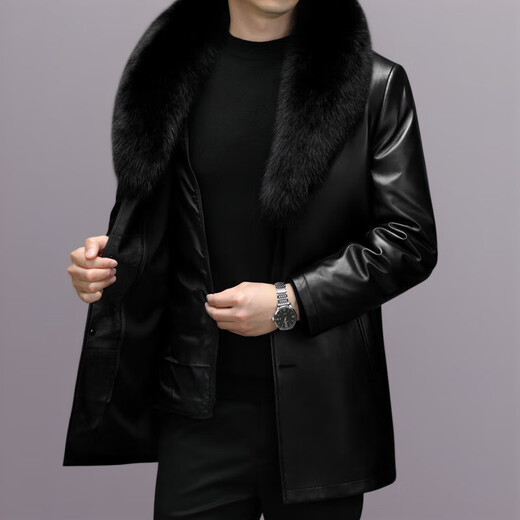 Chaqueta de cuero para hombres de alta gama de alta gama de Bolomido Luxury para un negocio versátil de otoño largo e invierno.