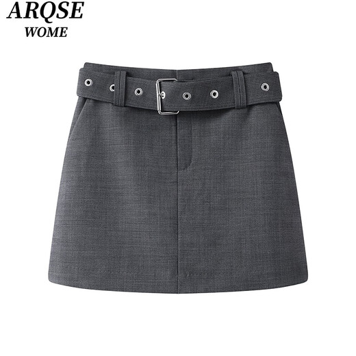 Viainosqinenosshiman tienda insignia oficial 2025 Spring Nuevo producto Cinturón casual falda falda mujer 3523 humo gris humo gris s