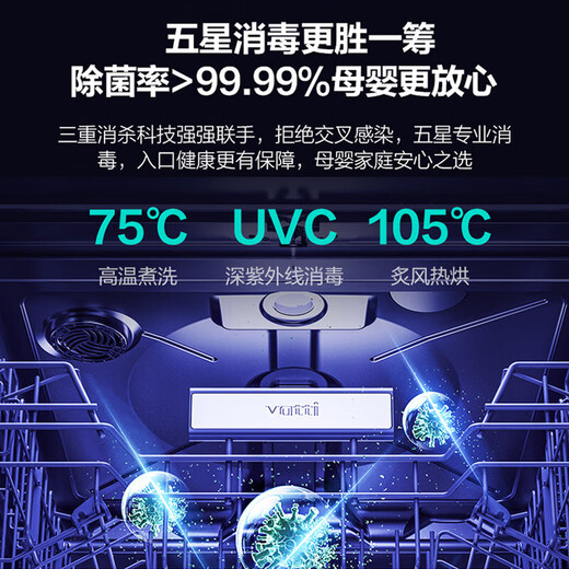 VATTI dishwasher Gemini 16+1 set household large capacity full range washing first level coverage 105 hot air drying five star independent disinfection frequency conversion full range spray dishwasher D2000