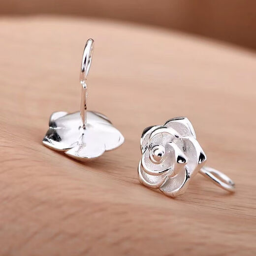 RSRDDY Lao Phoenix 9999 sterling silver earrings women's ethnic style rose earrings hypoallergenic earrings 2025 new style sterling silver rose hook earrings Lao Fengxiang same style 7.86g