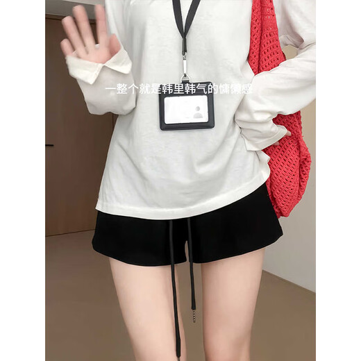 Cantu Black American Fashion Sports Shorts Women's Summer New Style Small Versatile Loose Slim Casual Super Short Hot Pants Black M Recommended 90-110 Jin Jin is equal to 0.5 kg