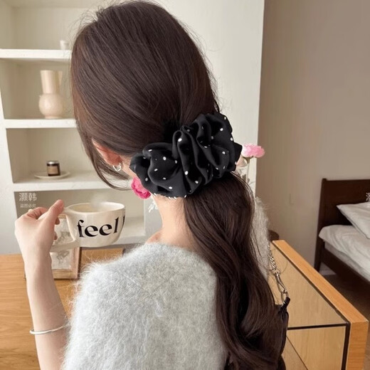 Bai Shilin Korean style 2025 new polka dot bubble banana clip vertical clip half-tied sweet hair clip back of the head hair clip white polka dot banana clip