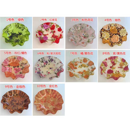 咏幻A694果盘彩花圆盘果盘有机玻璃盘子盘水果碎花22cm a6944号色-咖色22cm 490554