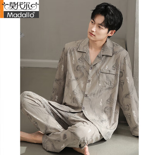 Modal Pyjamas für die Frühlings- und Herbst-Herbst-Pure-Baumwoll-Langschläfe Herbst Herbst großgröße High-End-Sommer-Dünnstil für Outdoor-Verschleiß 13063 Bildfarbe 4xl Gewicht 200-230jin [Jin entspricht 0,5 kg]