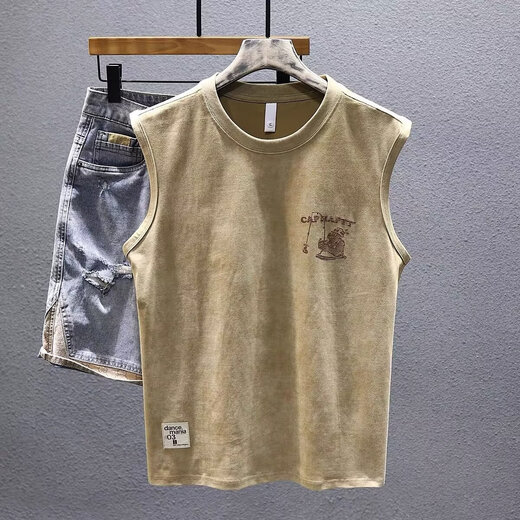 [Komfortable und lässig] New Sportsweste Lose lässige Sommer-Baumwoll-Fitness-T-Shirt-Weste grau B976 XL [Empfohlen 128-140jin [Jin ist gleich 0,5 kg]]