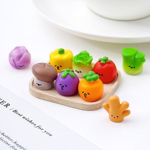 
GUYES mini cute cartoon vegetable system computer desktop Chinese workstation office desk small ornaments decorations Mengzi vegetables set 11
