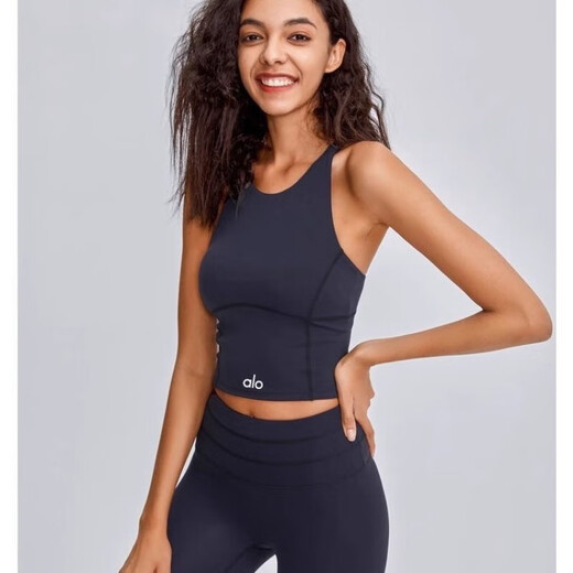ALO YOGA yoga vest with chest pad, sports beautiful back, comfortable all-in-one quick-drying high collar running fitness Pilates high collar white bra M