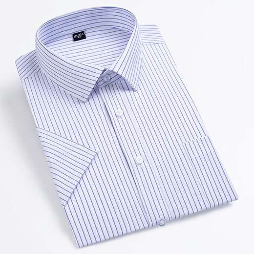 
MONTAGUT High-end No-Iron Summer Thin Stripe Dad Shirt Men's Short Sleeve Business Casual Professional Working Clothes Half-Sleeve Shirt Large 6624 42 Recommended Weight 160-170Jin [Jin equals 0.5 kg]