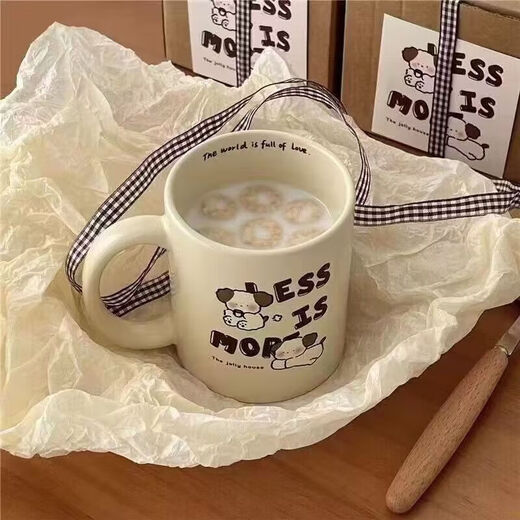 Original ins milk tea puppy mug cute ceramic mug couple mug water cup coffee puppy mug single cup 1 piece 350ml