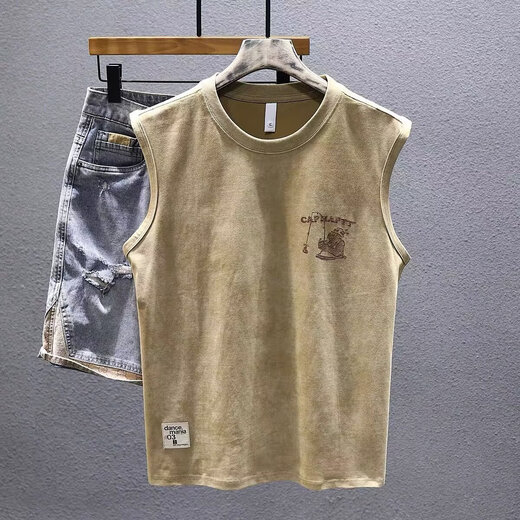[Komfortable und lässig] New Sportsweste Lose lässige Sommer-Baumwoll-Fitness-T-Shirt-Weste grau B976 XL [Empfohlen 128-140jin [Jin ist gleich 0,5 kg]]