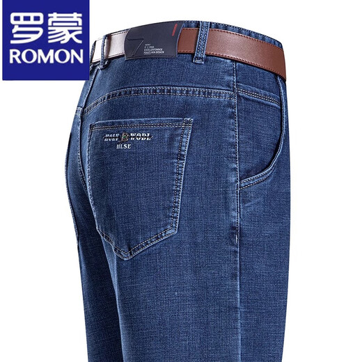 Jeans d'été haut de gamme Romon mince pantalon à patte droite lâche de l'âge moyen de l'âge moyen pantalon occasionnel B3886 modèle Zhonglan [été] mince 29 [tour de taille 2 pieds 2]