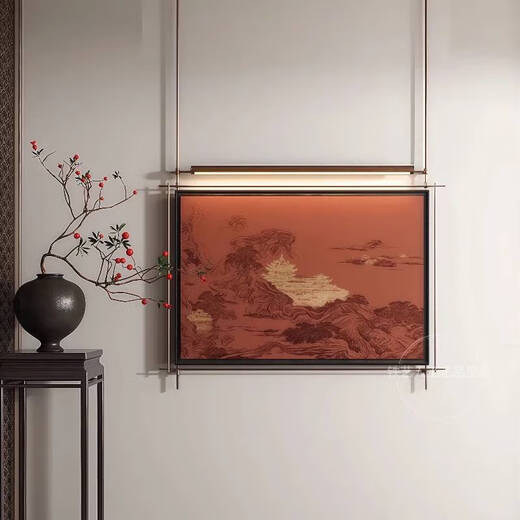 
Song Dynasty aesthetic decorative paintings lighting paintings new Chinese metal boom luminous mural living room teahouse mural A style 90*13578*63 light paintings