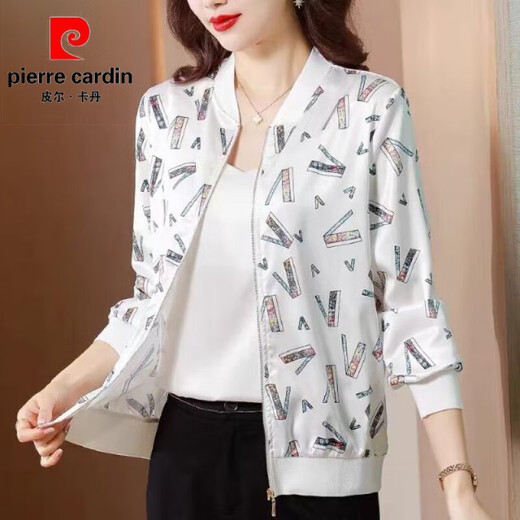 Pierre Cardin Markenjacke für Frauen mit Emulation I Seidenabdruck Kurzjacke für Frauen 2025 Frühlings- und Sommer Neue Baseball-Uniform Langarm Lose 733 schwarz hohe Qualität 4xl empfohlen 140-150jin [Jin gleich 0,5 kg]