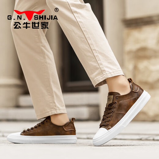 G.N.Shijia Light Luxury Brand Herrenschuhe Frühling und Sommer Neugeschäft Casual Schuhe Herren weiße Schuhe Herrenbronze [Vier-Jahreszeiten-Single-Schuhe] GN124101003 41
