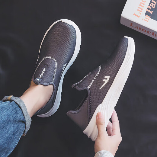 Huili senior shoes men's shoes comfortable middle-aged and elderly casual shoes dad shoes breathable mother shoes KGH1477 black gray 42
