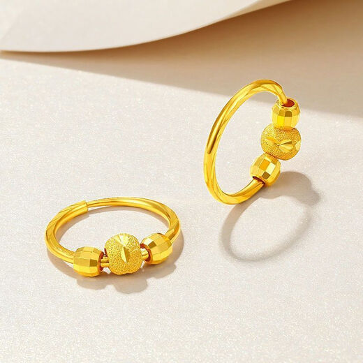 BMOI Old Phoenix 999 gold pure gold gold-plated silver-carved round bead earrings fashionable and elegant women's earrings fashion 0.01g Fat Donglai same style Transfer bead earrings Fat Donglai same style