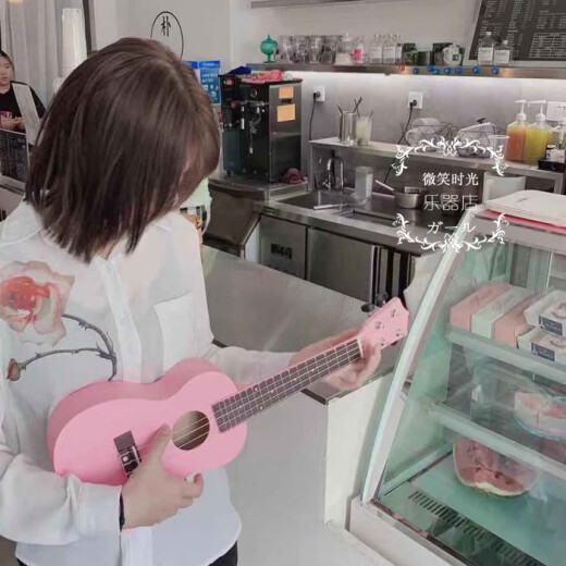 Ibanez婴儿粉色樱花琴尤克里里乌克丽丽初学者入门女可弹小吉他摆饰 粉色+拨片+替换弦+教程+背包 23英寸