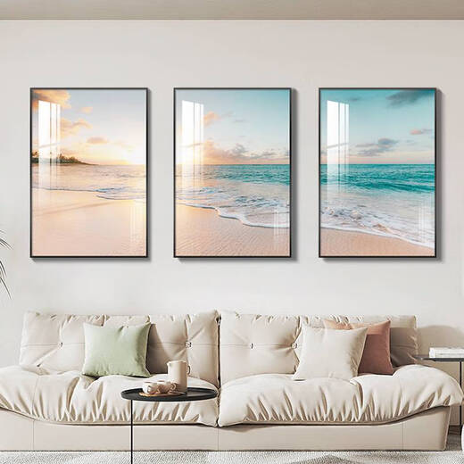 Yonghuan Wohnzimmer Dekorative Malerei Stil Landschaft Wandmalerei Sofa Hintergrund Wandhängemalerei Triple Wandbild 13581/13583/13590 70* Klassisches schwarzes Rahmenbild