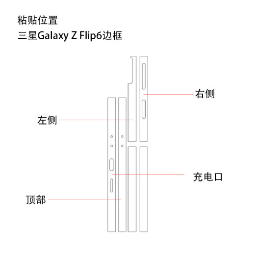 锋码适用三星Galaxy Z Flip6边框保护膜磨砂贴纸3m材质高清个性贴膜 LX-B1049 For 三星GalaxyZFlip6边框(3M)