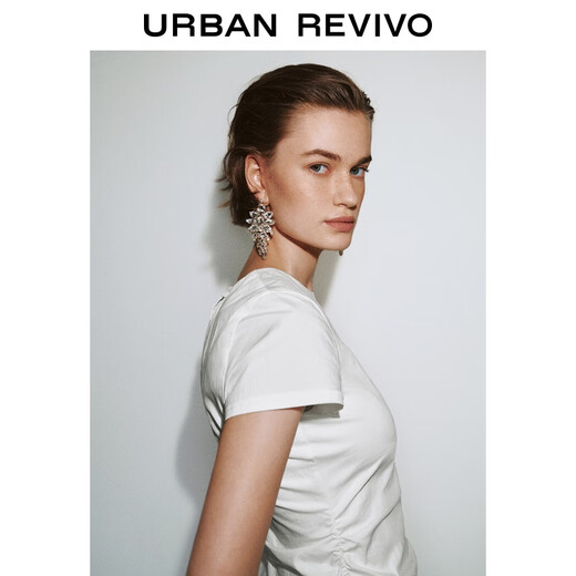 Ur2025 Été Nouveaux vêtements pour femmes Tempérament simple robe à manches courtes décontractées uwg750123 blanc m