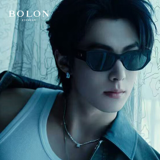 BOLON暴龙眼镜25年新品王鹤棣同款猫眼太阳镜防晒遮阳墨镜男女款BX5008 【明星同款】C10 亮黑色