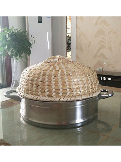 Pôle de blé à la main de pale-paille à la main couvercle vapeur à vapeur à vapeur wok iron aluminium pot riz cuiseuse multi-étars Universel High Arch Pot Coud 7374 cm bouche