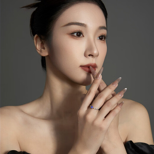 Yi Cai Little Lucky Natural Sapphire Ring Women's 18K Gold Fashion Ring Birthday Gift for Girlfriend 0.77 Carat Cornflower/Perfect Cut/GUILD