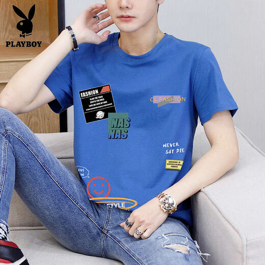 Playboy (Playboy) Sommer Pure Cotton Kurzärmer T-Shirt Herren-Trendmarke Lose und vielseitige Teenager mittlere und Highschool-Schüler mit halbem Ärgernis mit großen Kindern Kleidung T9902 Weiß M 80-100jin [Jin gleich 0,5 kg] kann getragen werden
