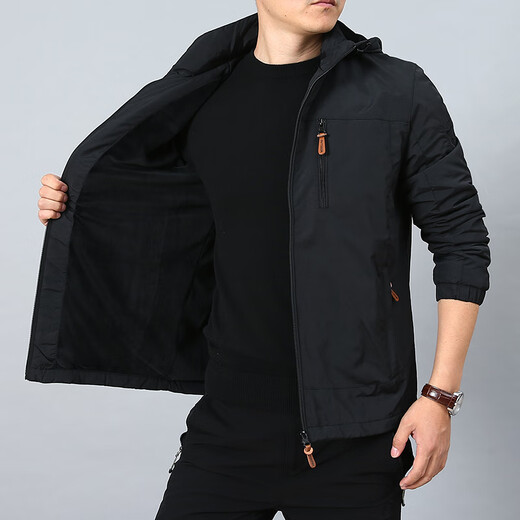 VIIBEST9898 Veste décontractée transfrontalière automne et hiver Office Outdoor Windprooft plus en velours veste décontractée à capuche Clip de sport foncé bleu M