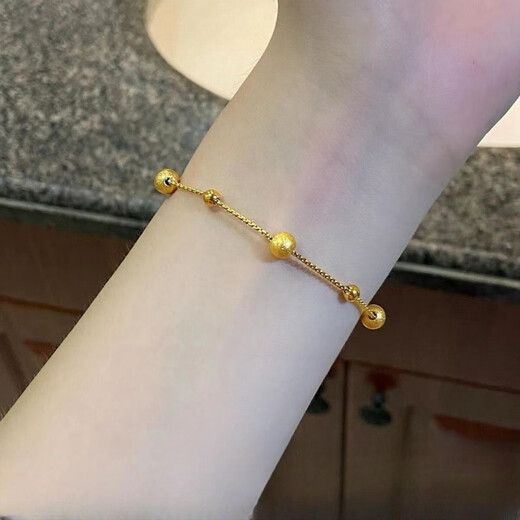 Chow Tai Fook Chinese Valentine's Day gift good luck bracelet for women, light luxury niche 2025 new style 18k gold titanium steel exquisite non-fading transfer bead pull-out bracelet adjustable