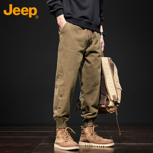 Jeep (JEEP) overalls men's casual pants autumn trend loose leggings long pants men Khaki XL