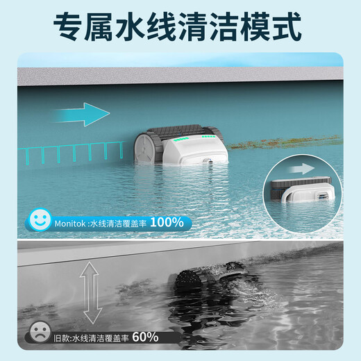Monitok swimming pool bottom cleaning robot fully automatic underwater sewage suction machine intelligent wireless cleaning vacuum cleaner water turtle M9 (full pool/150 points/obstacle avoidance)