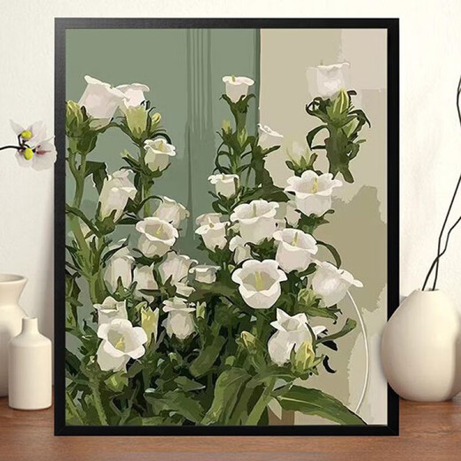 OUOETY digital oil painting flowers landscape cartoon hand-painted filler handmade acrylic oil painting decorative painting H1049 tulips H1049 tulips 30*40 black and white solid wood thin painting board + pigment pen
