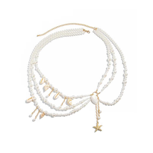 Shantou Lincun Conch Starfish Imitation Waist Chain Women's 2025 Summer Fashion Versatile Internet Celebrity Seaside Travel Vacation Photo Accessories Gold