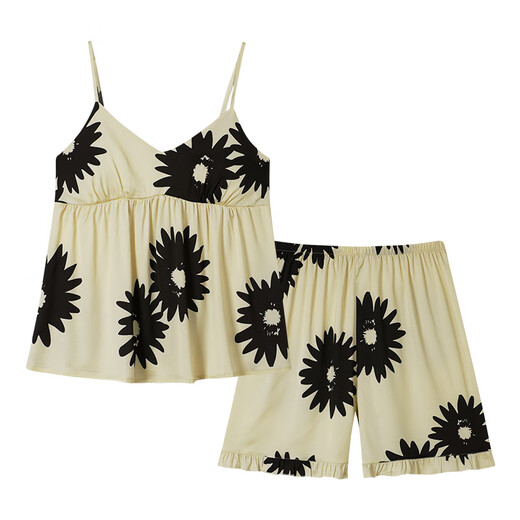 Langsha cool pyjamas pour femmes shorts de suspension d'été pour femmes Suit à poitrine sexy glacée et combinaison de vêtements de soie printemps et automne 50m9902 avec poitrine xl