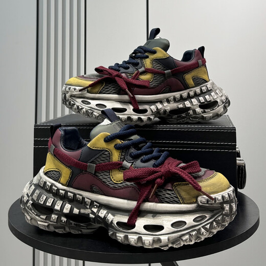 Diggorl Hong Kong trendy brand men's shoes tire daddy shoes 2025 autumn new breathable mesh thick-soled sports and leisure shoes for men white 38 standard leather shoe size